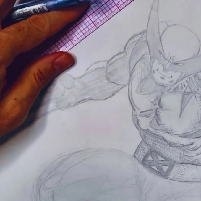 Wolverine pencils in progress, with Mike's hand
